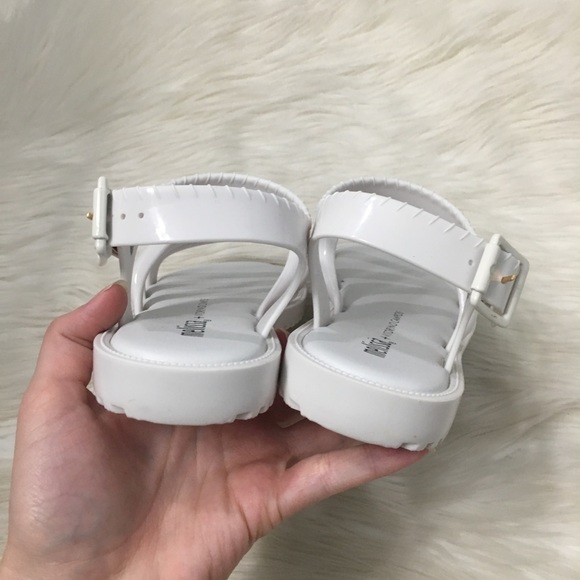 Melissa Ankle Strap White Jelly Platform Sandals - Picture 5 of 7